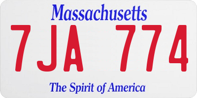 MA license plate 7JA774