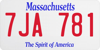 MA license plate 7JA781