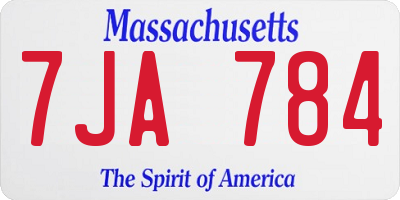 MA license plate 7JA784