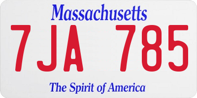 MA license plate 7JA785
