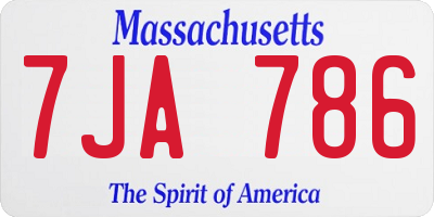 MA license plate 7JA786