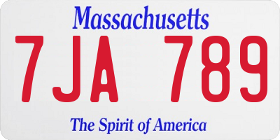 MA license plate 7JA789