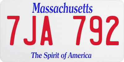 MA license plate 7JA792