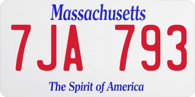 MA license plate 7JA793