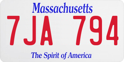 MA license plate 7JA794
