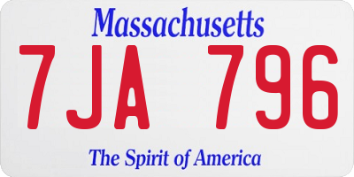 MA license plate 7JA796