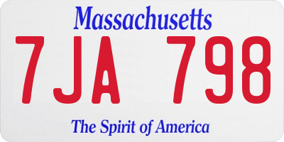 MA license plate 7JA798