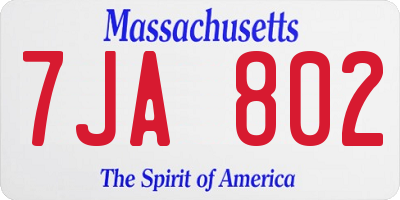 MA license plate 7JA802