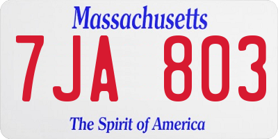 MA license plate 7JA803