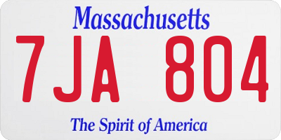 MA license plate 7JA804