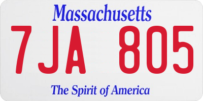 MA license plate 7JA805