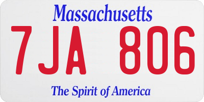 MA license plate 7JA806