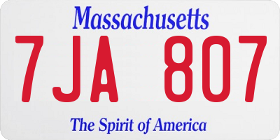 MA license plate 7JA807