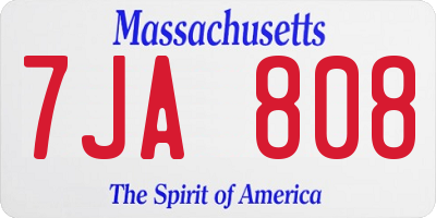 MA license plate 7JA808