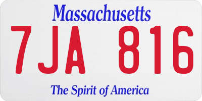 MA license plate 7JA816