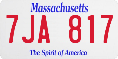 MA license plate 7JA817