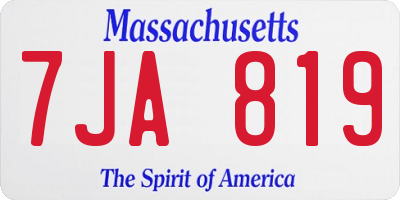 MA license plate 7JA819