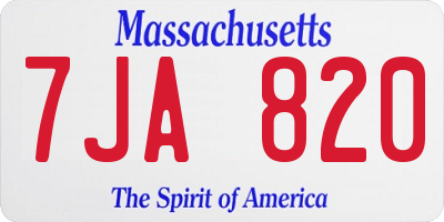 MA license plate 7JA820