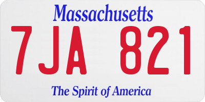 MA license plate 7JA821
