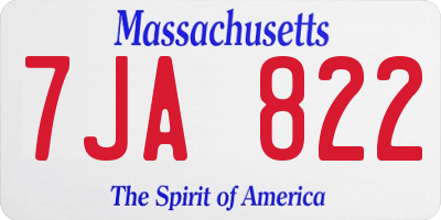 MA license plate 7JA822
