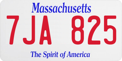 MA license plate 7JA825