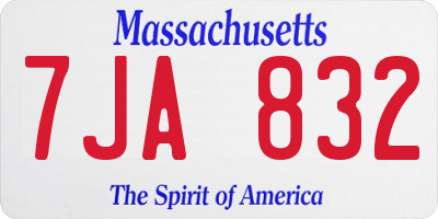 MA license plate 7JA832