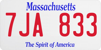 MA license plate 7JA833
