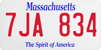 MA license plate 7JA834