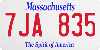 MA license plate 7JA835