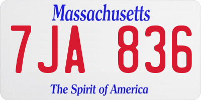 MA license plate 7JA836