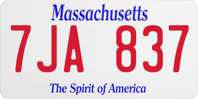 MA license plate 7JA837