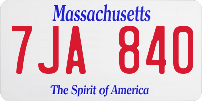 MA license plate 7JA840