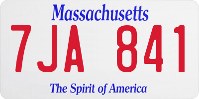 MA license plate 7JA841