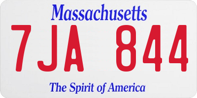 MA license plate 7JA844