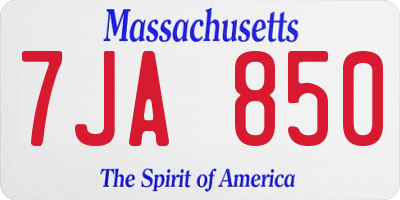 MA license plate 7JA850