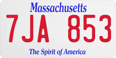 MA license plate 7JA853