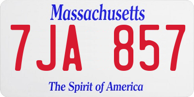 MA license plate 7JA857