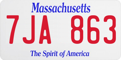 MA license plate 7JA863
