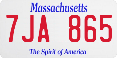 MA license plate 7JA865