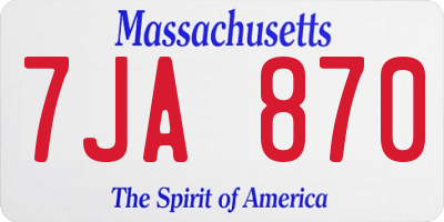 MA license plate 7JA870