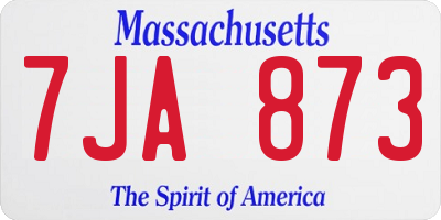 MA license plate 7JA873