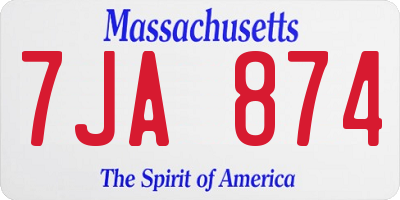MA license plate 7JA874