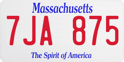 MA license plate 7JA875