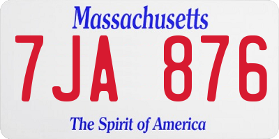 MA license plate 7JA876