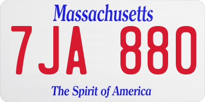 MA license plate 7JA880