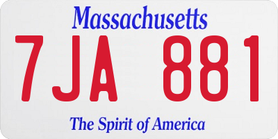 MA license plate 7JA881