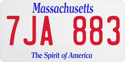 MA license plate 7JA883
