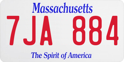 MA license plate 7JA884