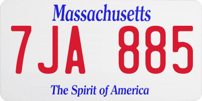 MA license plate 7JA885