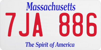 MA license plate 7JA886